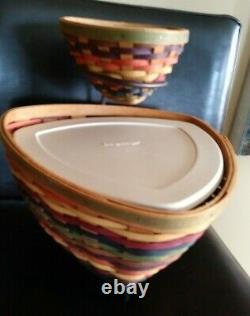Longaberger RARE Multi Color TWO Triangle Baskets withstand MINT FREE SHIPPING