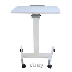 Mobile Laptop Desk Rolling Table Tilting Angle Height Adjustable Standing Table
