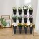 Modern Metal Movable Flower Display Stand, Plant Stand with Wheels and Buckets