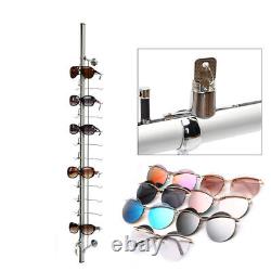 NEW 12 Frames 10pcs Sunglass Eyeglasses Display Rod Display Stand Aluminium+Lock