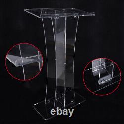 NEW Clear Church Podium Acrylic Lectern Presentation Pulpit+Wide Reading Surface