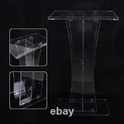NEW Clear Church Podium Acrylic Lectern Presentation Pulpit+Wide Reading Surface