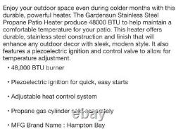 NEW Hampton Bay 48000 BTU Outdoor Propane Patio Heater FAST FEDEX SHIPPING