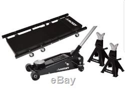 NEW Husky 3 Ton Steel Floor Jack Creeper and Jack Stands Set Free Shipping
