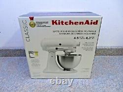NEW Kitchen Aid K45SSWH CLASSIC White 4.5-Quart Tilt-Head Stand Mixer FREE SHIP