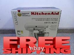 NEW Kitchen Aid K45SSWH CLASSIC White 4.5-Quart Tilt-Head Stand Mixer FREE SHIP