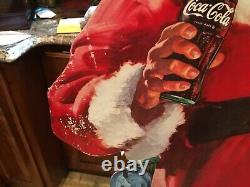 NEW SHIPPING Vintage nearly LIFE SIZE Santa with Coca-Cola free standing die cut
