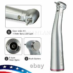 NSK Style Dental 15 LED High Speed Handpiece Fiber Optic Contra Angle Red Ring