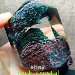 Natural Colorful Ghost Quartz Carved Crystal pillars +Stand Healing 1 pc, 42n7