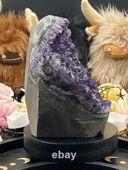 Natural Deep Grape Colored Amethyst Standing Geode AMAZING! Free ship & Gift