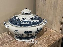 Never Used Mottahedeh Blue Canton Oval Tureen With Underplate Platter FREE SHIP