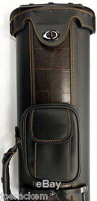 New J&J PC35X 3x5 Pool Cue Case with Stand Black with Brown FREE US SHIP