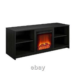 New Mainstays Fireplace TV Stand for TVs up to 65, Black Oak Free Shipping