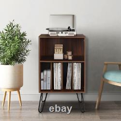 New Record Player Table Wood Brown Stand with Vinyl Record Storage FREE SHIPPING