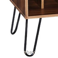 New Record Player Table Wood Brown Stand with Vinyl Record Storage FREE SHIPPING