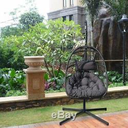 Patio Wicker Swing Chair Hanging Chair Hammock Stand Outdoor Egg Chair US SHIP