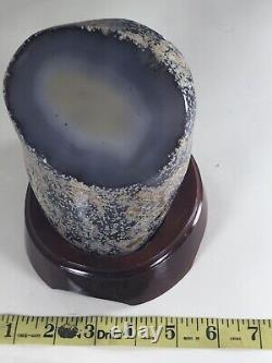 Polished Agate on cherry wood stand. Free Shipping