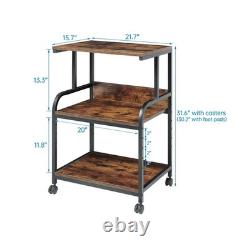 Printer Table Stand with Height Adjustable Shelf, 3 Tier Rolling Pr. Fast Ship