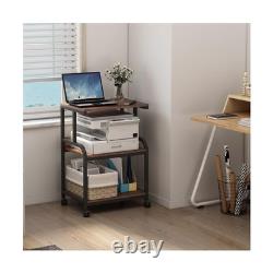 Printer Table Stand with Height Adjustable Shelf, 3 Tier Rolling Pr. Fast Ship