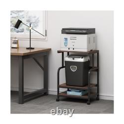 Printer Table Stand with Height Adjustable Shelf, 3 Tier Rolling Pr. Fast Ship