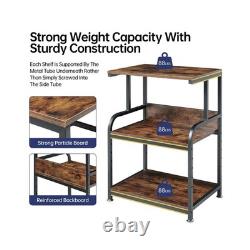 Printer Table Stand with Height Adjustable Shelf, 3 Tier Rolling Pr. Fast Ship