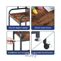 Printer Table Stand with Height Adjustable Shelf, 3 Tier Rolling Pr. Fast Ship