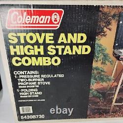 RARE! NEW! Coleman Two Burner Camping Stove 5430B7030 WITH STAND Free Shipping