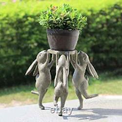 Rabbit Triplets Planter Holder Stand Garden Bunny Pot Holder SPI Home 51105