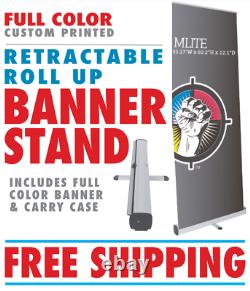 Retractable Banner Stand with Full Color Custom Banner FREE SHIPPING