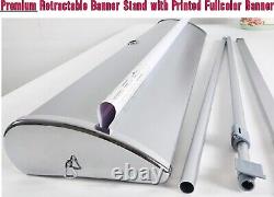 Retractable Stand & Fullcolor Custom Printed Banner 24x72 Inches, Ship Same Day
