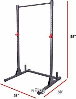 SHIP FREE CAP Barbell Power Squat Rack Exercise Stand Pullup Bar Carbon Black