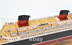 SS LIBERTE OCEAN LINER SHIP 38 FULLY BUILT SHIP MODEL WithSTAND