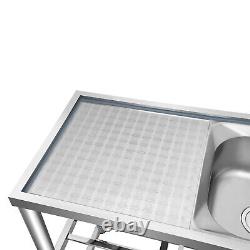Stainless-Steel Double Bowl Commercial Restaurant Kitchen Sink Set Free Standing