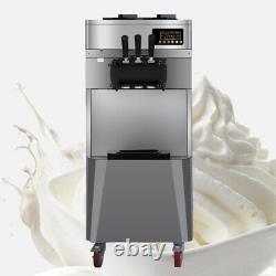 US SHIP 20L/H Stand Type Commercial 3 Flavors Ice Cream Maker Machine 110V