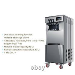 US SHIP 20L/H Stand Type Commercial 3 Flavors Ice Cream Maker Machine 110V