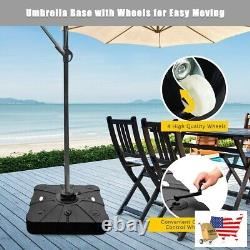 Umbrella Base Umbrella Stand 220lbs Offset Patio With Wheels Sand Water Filled
