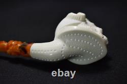 VIKING figure pipe New Handmade Block Meerschsum W Case-stand#422 Free Shipping