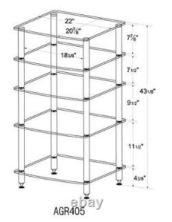 VTI AGR405 Glass Audio Rack 5 shelves, New, Free Ship