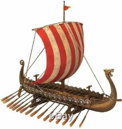 Viking Dragon Headed Longship Museum Replica Model Ship with Display Stand