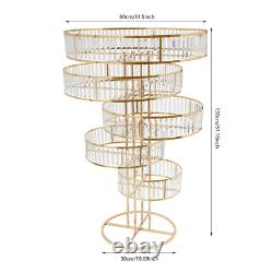 Wedding Gold Crystal Flower Stand Round Pedestal Stand Crystal Flower Stand NEW