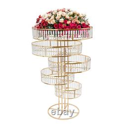 Wedding Gold Crystal Flower Stand Round Pedestal Stand Crystal Flower Stand NEW