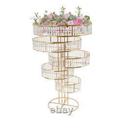 Wedding Gold Crystal Flower Stand Round Pedestal Stand Crystal Flower Stand NEW