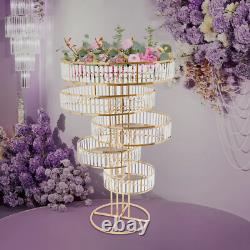 Wedding Gold Crystal Flower Stand Round Pedestal Stand Crystal Flower Stand NEW