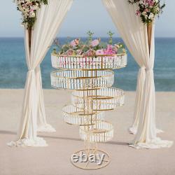 Wedding Gold Crystal Flower Stand Round Pedestal Stand Crystal Flower Stand NEW
