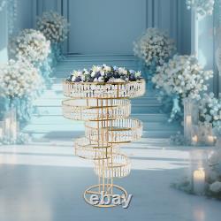 Wedding Gold Crystal Flower Stand Round Pedestal Stand Crystal Flower Stand NEW
