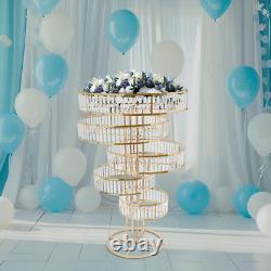 Wedding Gold Crystal Flower Stand Round Pedestal Stand Crystal Flower Stand NEW