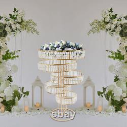 Wedding Gold Crystal Flower Stand Round Pedestal Stand Crystal Flower Stand NEW