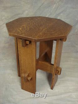 Wedged Tennon Octagon Top Mission Oak End Stand Quartersawn Oak Free Shipping