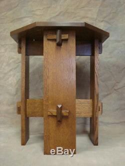 Wedged Tennon Octagon Top Mission Oak End Stand Quartersawn Oak Free Shipping