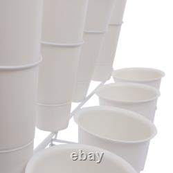 White Flower Display Stand + 12PCS Buckets 3-Layer Metal Plant Stand with Wheels